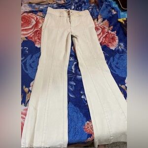 White flared pants